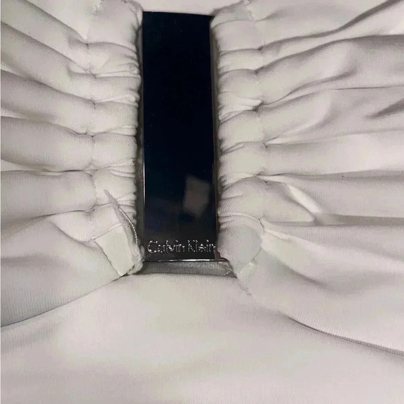 Calvin Klein strapless bathing suit ruched white bandeau  all in one swimsuit 6 - Picture 4 of 5